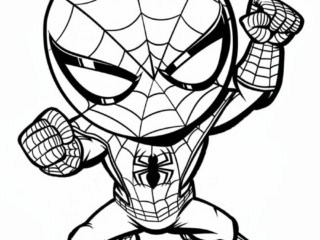coloriage chibi Spiderman