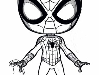 coloriage de Spiderman chibi