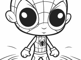 chibi Spiderman à colorier