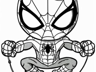 coloriage Spiderman chibi