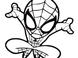 chibi spiderman coloriage