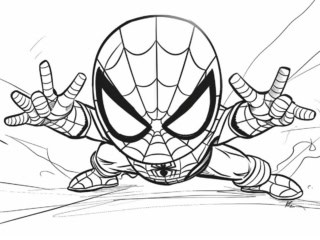 coloriage Spiderman chibi à imprimer