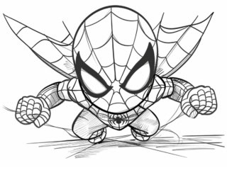 dessin chibi Spiderman à imprimer