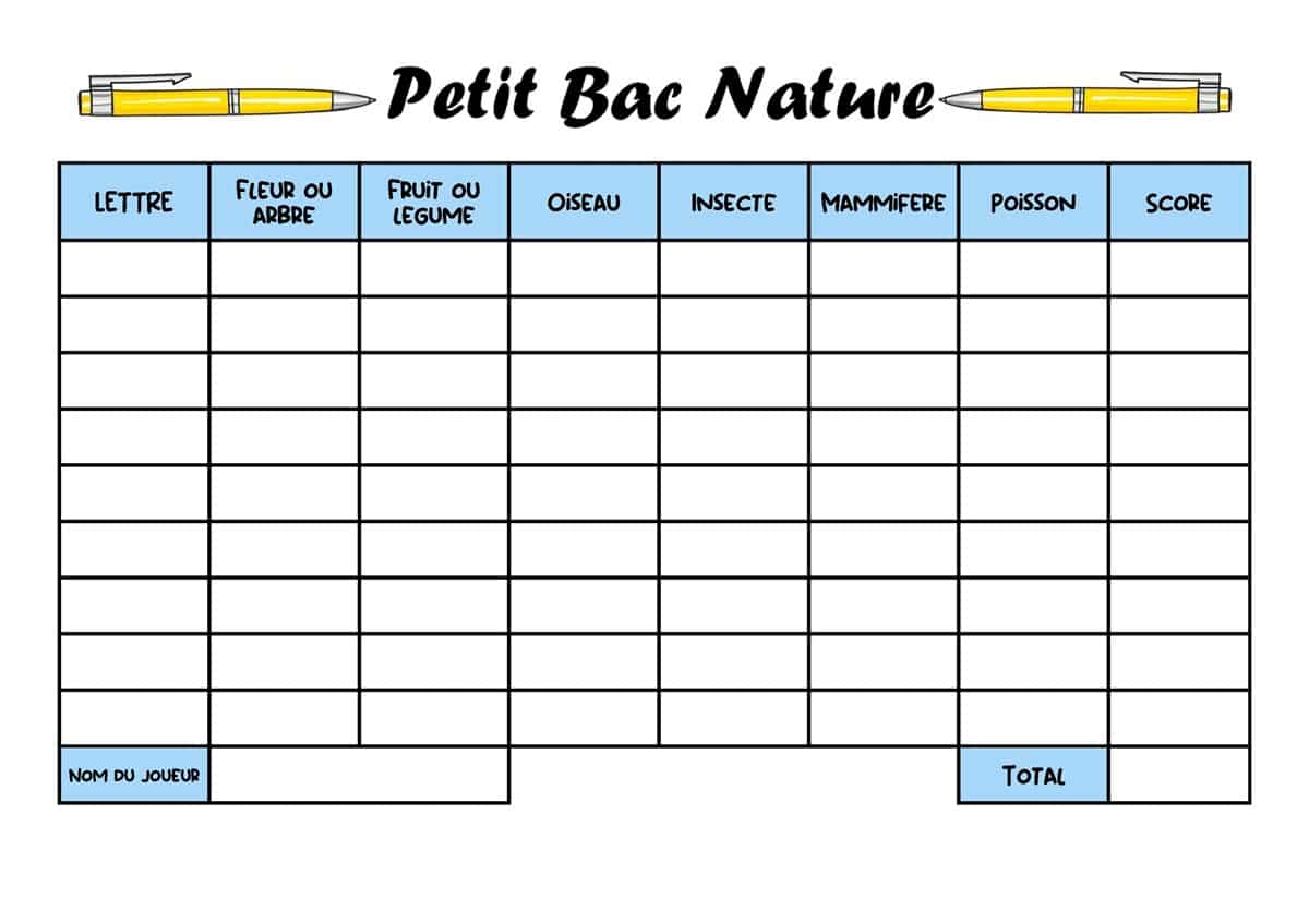 Petit Bac Senior Grille Du Petit Bac A Imprimer NSTI