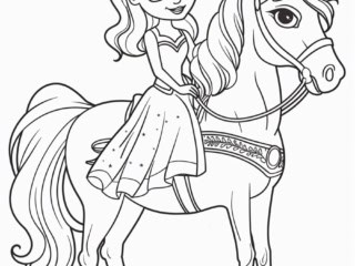 coloriage princesse sur un cheval