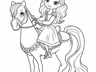 coloriage princesse sur un cheval