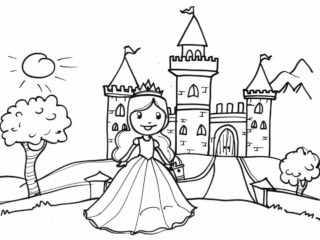 coloriage princesse et ch&acirc;teau