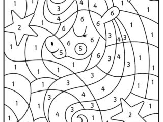 tête de licorne à colorier par numéro