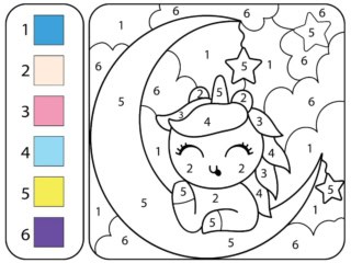 coloriage magique licorne facile