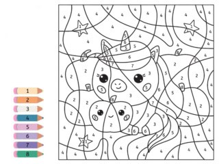 coloriage par numéros licorne