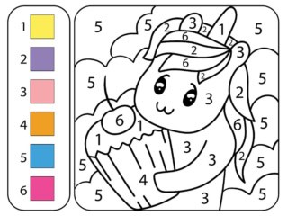 coloriage magique facile licorne