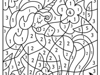 coloriage par numéro licorne
