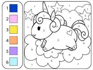 coloriage magique licorne facile