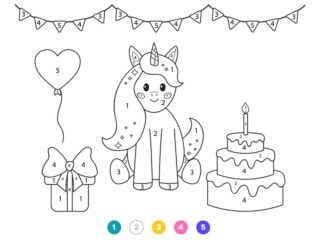 coloriage magique licorne anniversaire