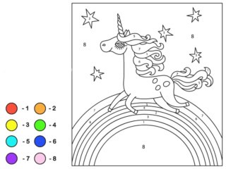 coloriage par numéros licorne