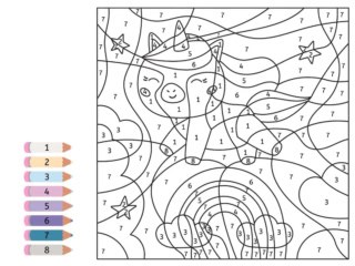 un coloriage magique de licorne