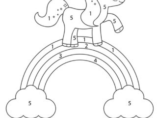 coloriage magique licorne facile