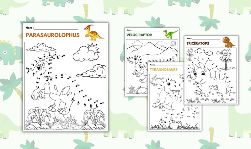 points à relier dinosaure à imprimer