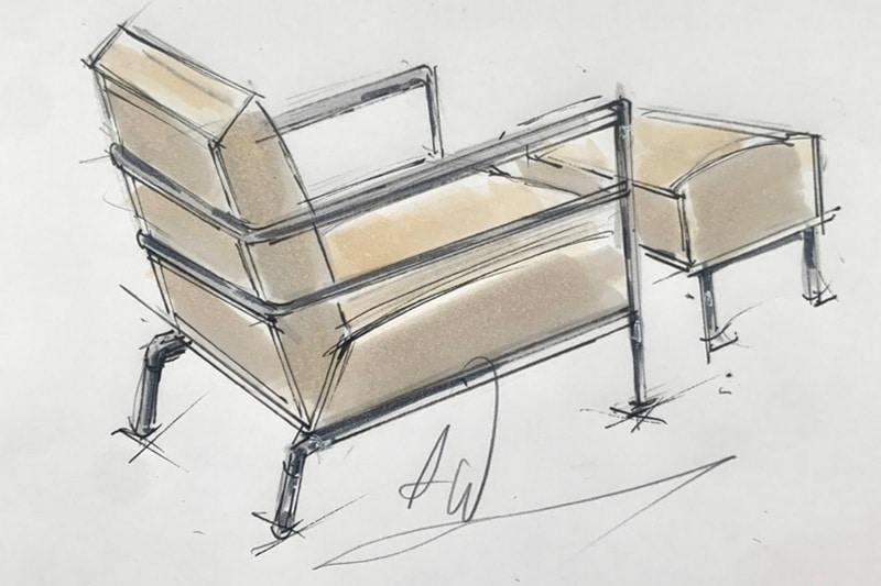 fauteuil dessiné en perspective
