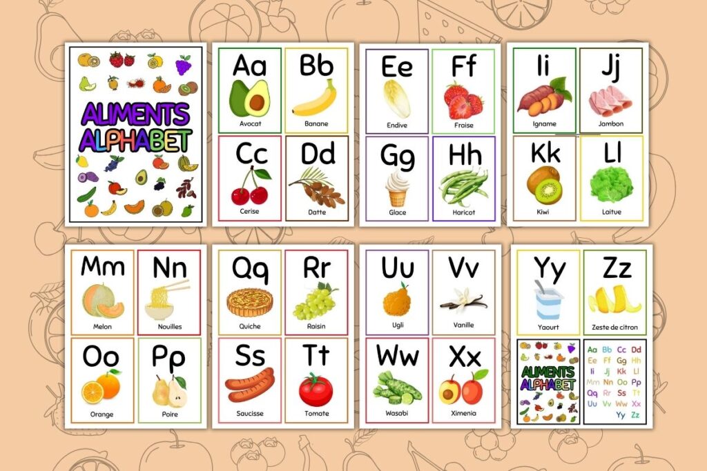 cartes flash aliments