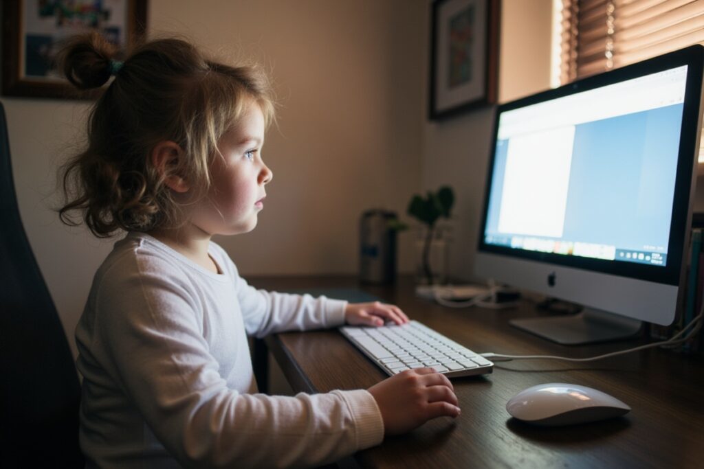 enfant devant un ordinateur
