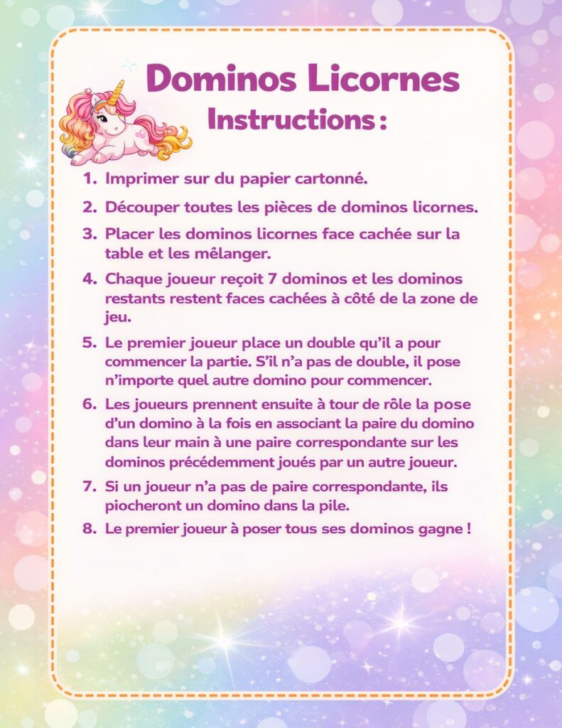 règles du jeu de domino licorne