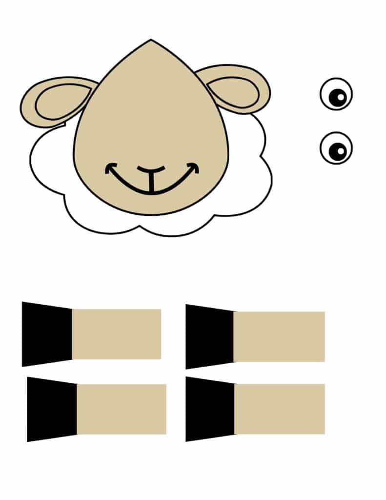 découpage éléments du mouton en papier