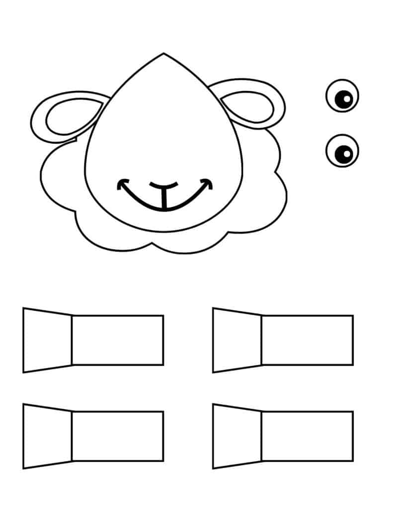 mouton en papier à colorier et à découper