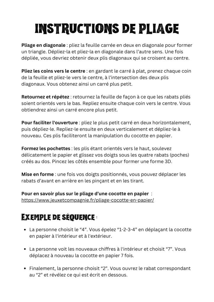 page explication du pliage