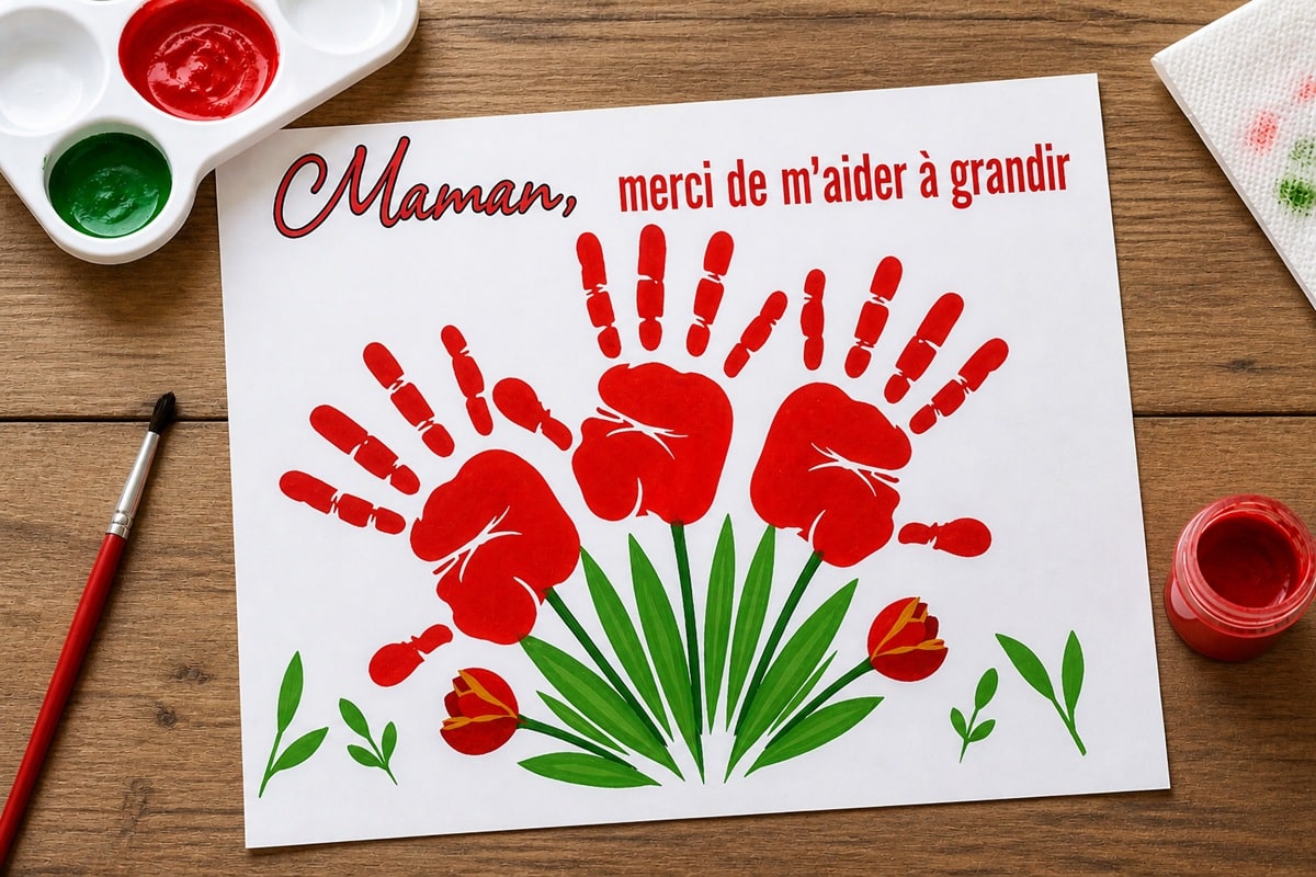 activité empreinte de main fête des mères