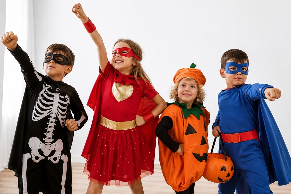 Jeunes héros costumés pour Halloween