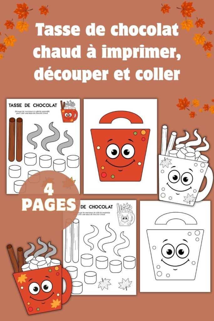 tasse de chocolat à imprimer, découper et coller