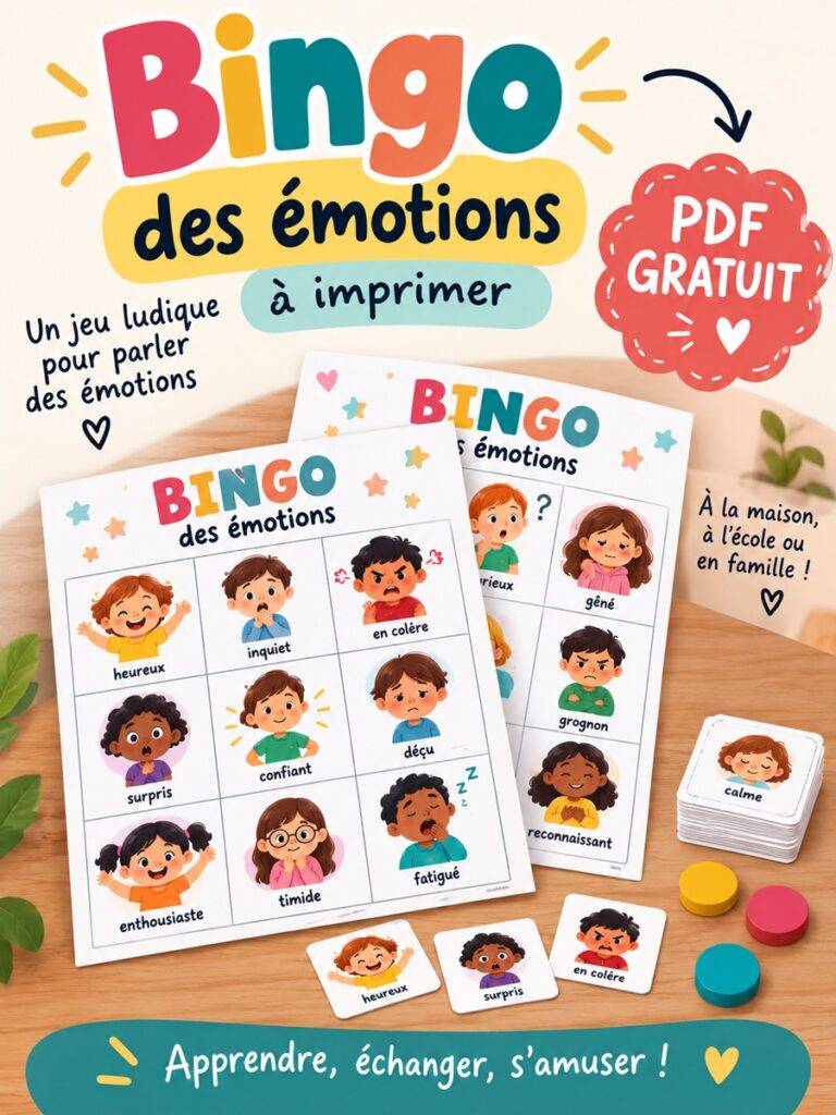 PDF gratuit bingo des émotions à télécharger et imprimer