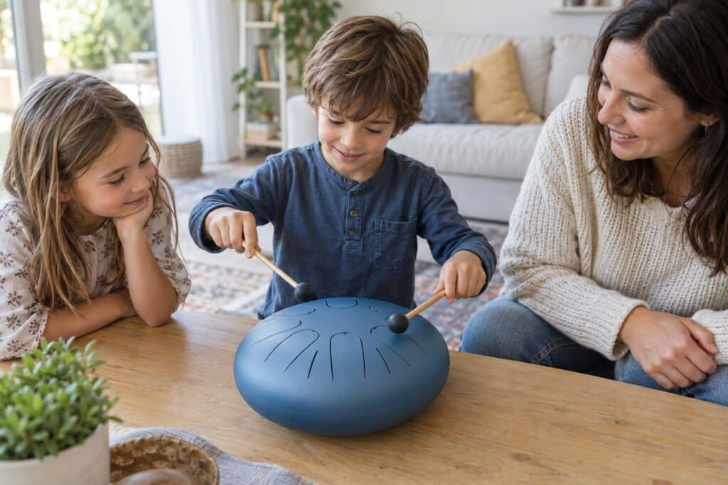 Premiers accords au tongue drum
