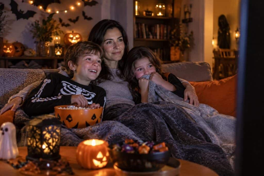 Soirée Halloween en famille sur le canapé